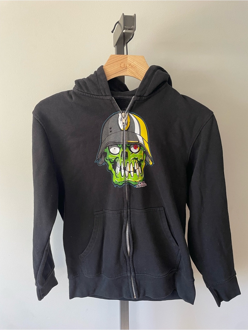 Y2K Vintage Metal Mulisha Zombie Skull Graphic Full Zip Hoodie Youth Size Medium